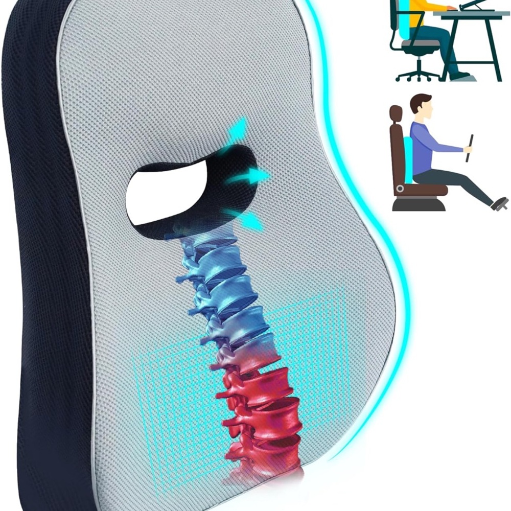 Ergonomic Lumbar Support Cushion - Black and Blue